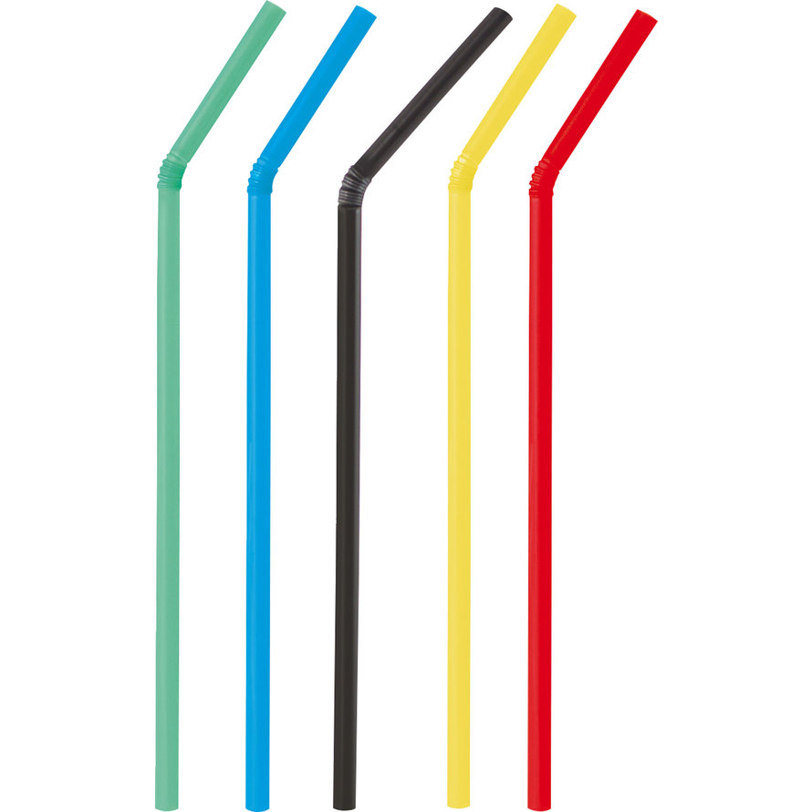 Trinkhalme aus Papier Flexhalme, farbig gemischt 24cm