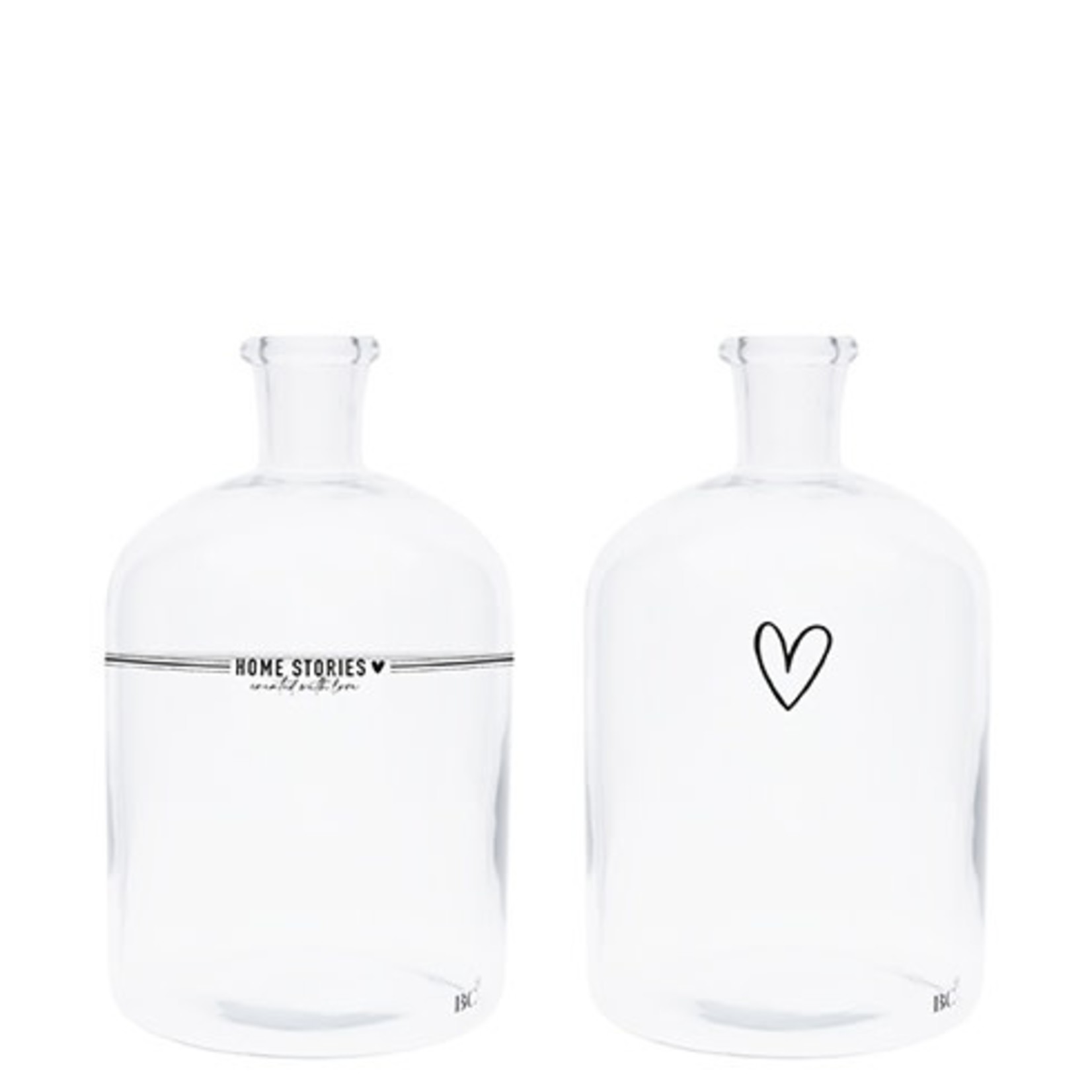 Bastion Collections Glass large Bottle Heart in Black 2/ass