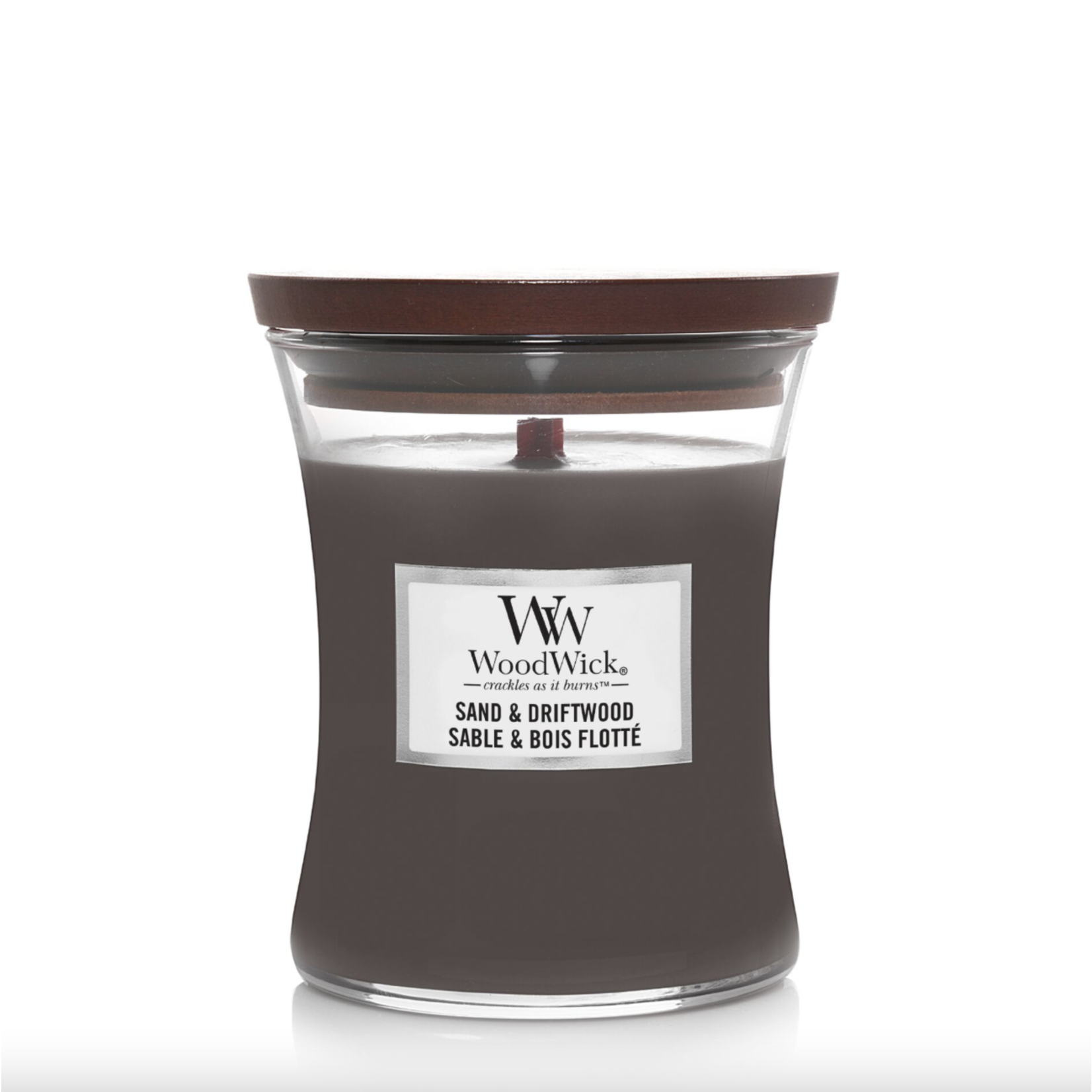 WoodWick WW Sand & Driftwood Medium Candle 60 branduren