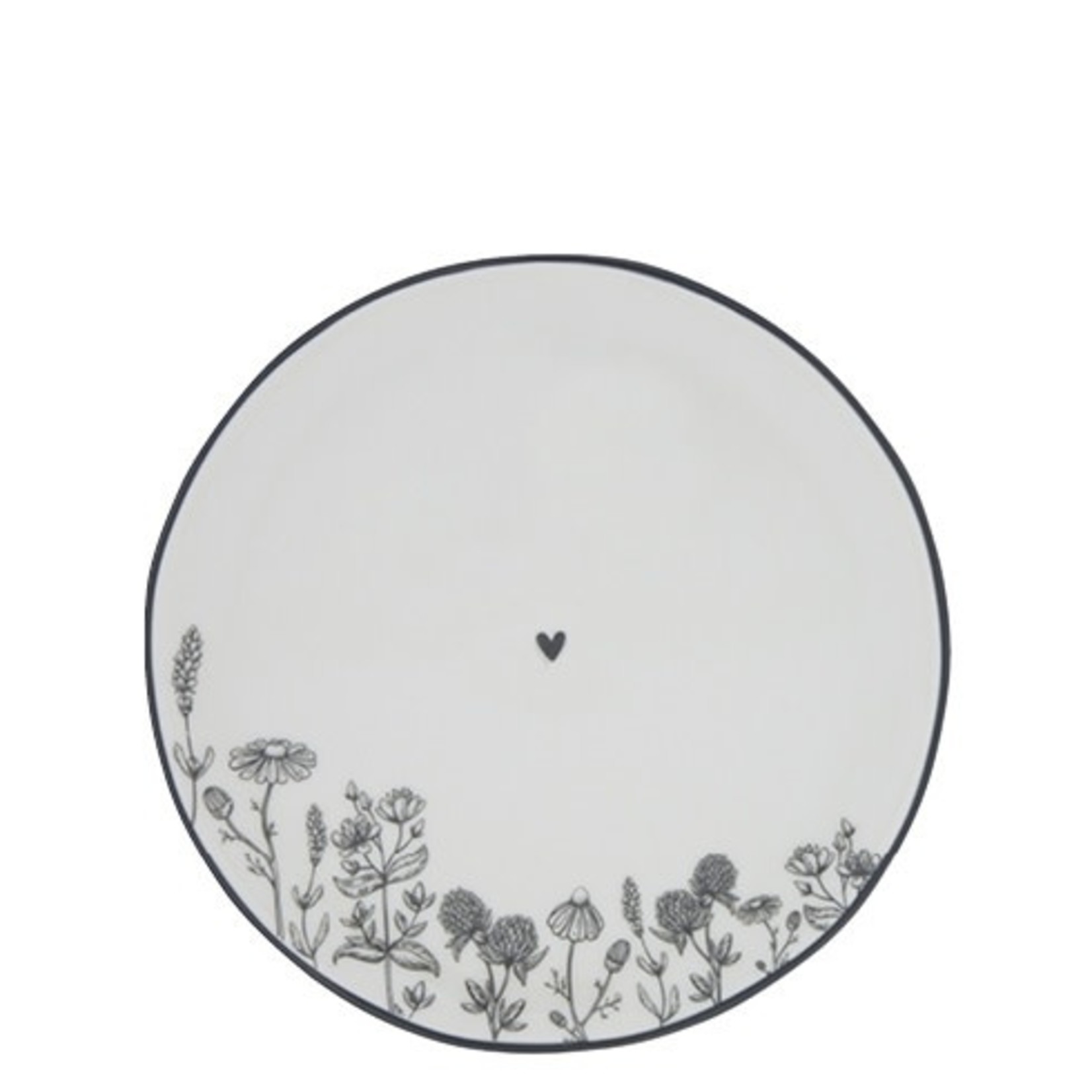 Bastion Collections Dessert Plate Flowers white/black 19 cm