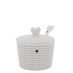 Bastion Collections Sugar Bowl stripes/heart white/black7x8.5x7 cm