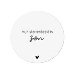 Zoedt Muurcirkel (buiten) wit met tekst 'Mijn sterrenbeeld is zon'