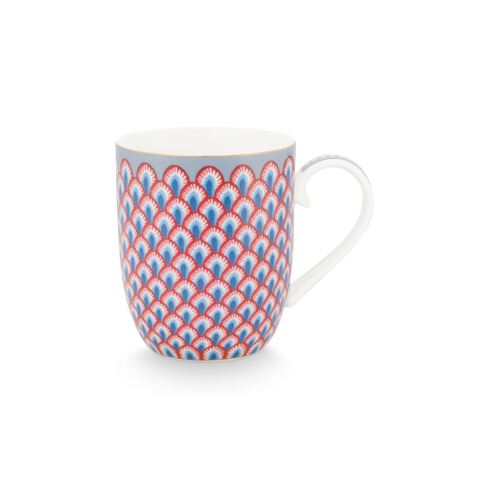 PIP Studio Mug Small/ Senseo Flower Festival Scallop Red- Light Blue