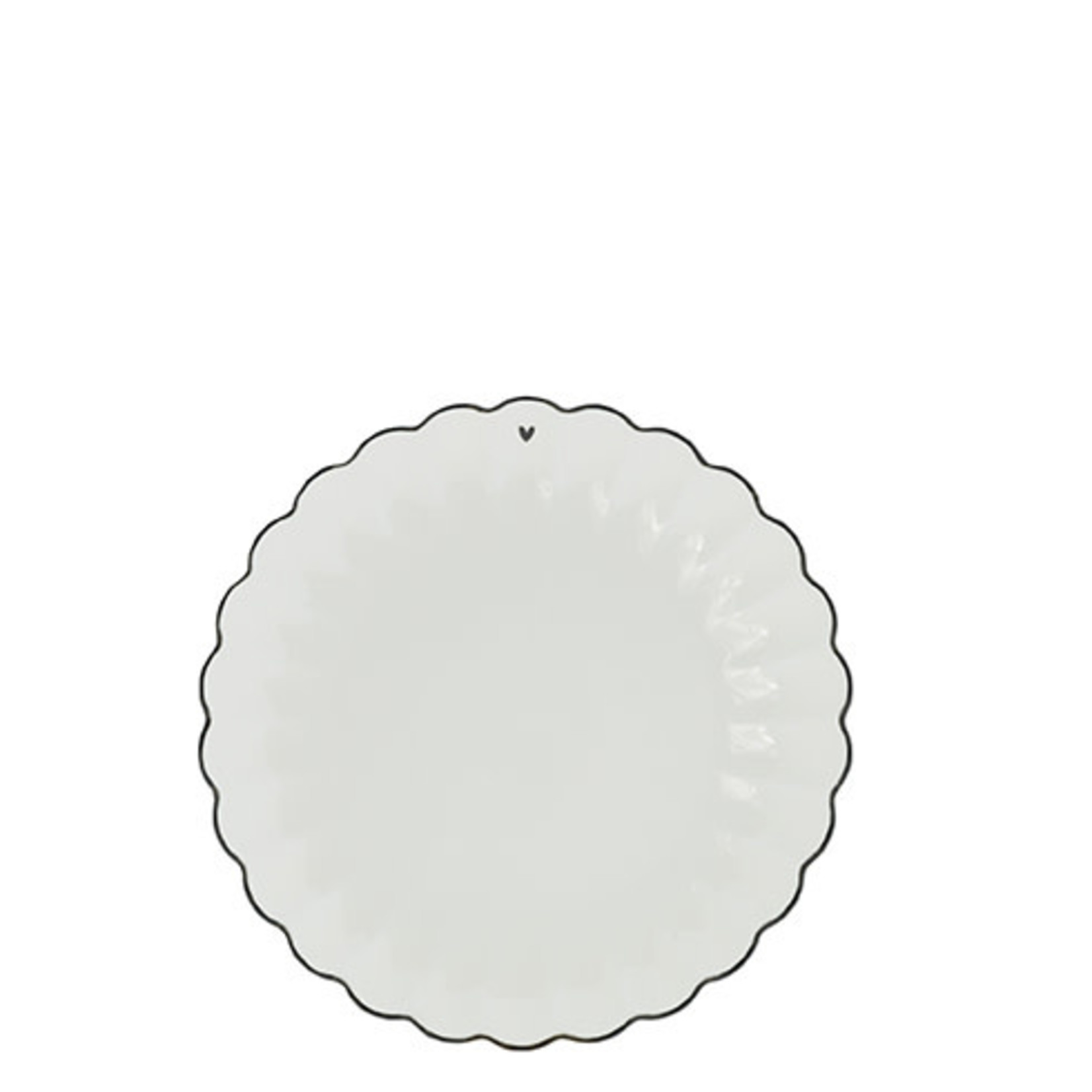 Bastion Collections Cake Plate Ruffle White/edge Black 16cm