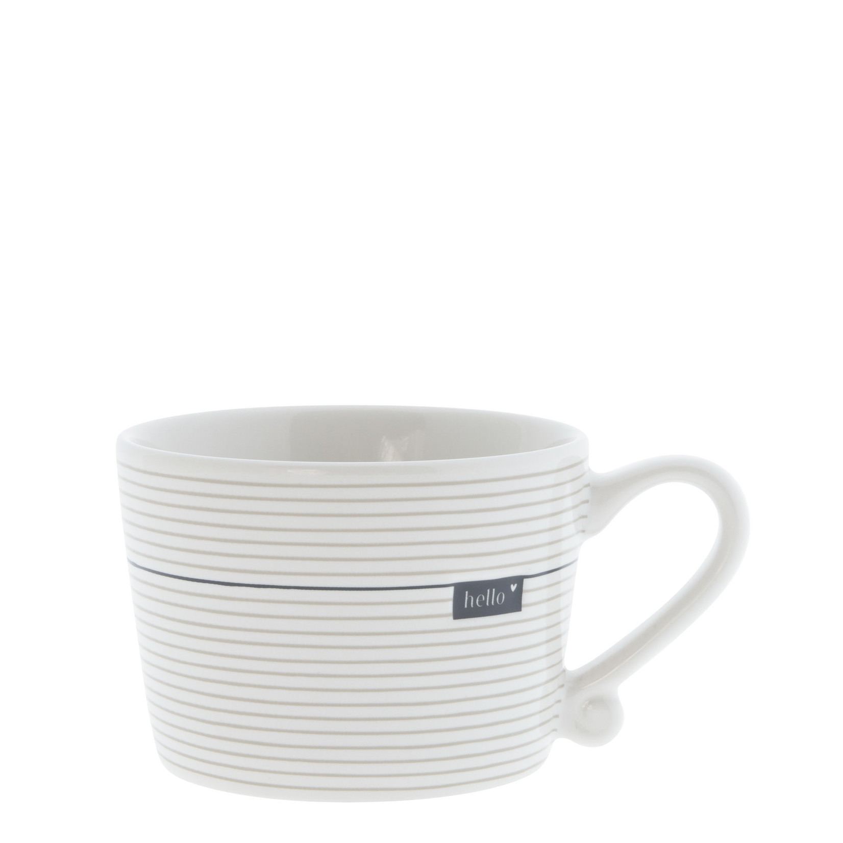 Bastion Collections Cup white sm stripes titane Hello 8,5x7x6 cm