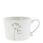 Bastion Collections Cup Flower your day white/black 10x8x7 cm