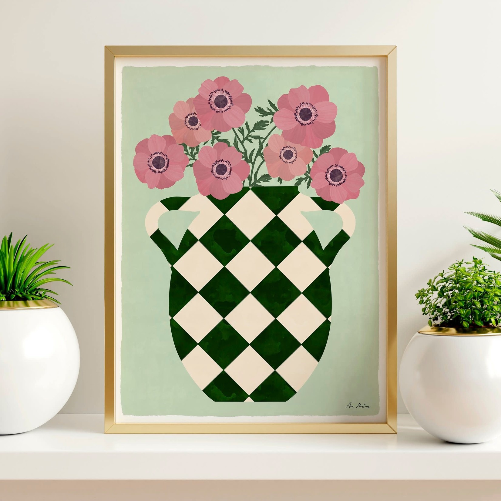 El Buen Limón Vase and anemones Art Print