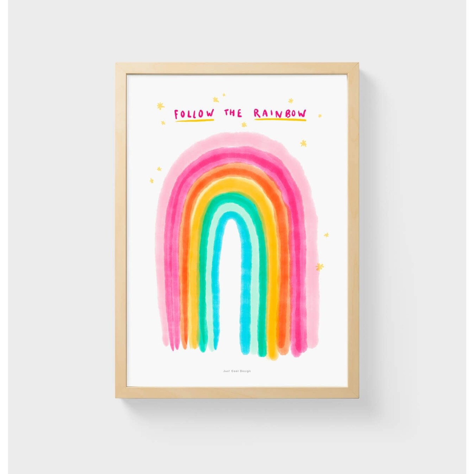 Just Cool Design A5 Pink rainbow wall art print