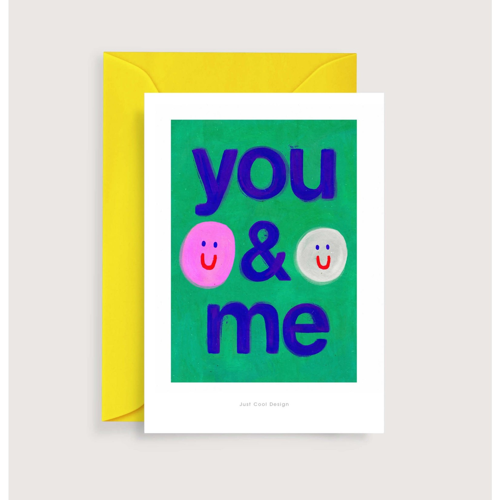 Just Cool Design You & Me smiley mini art print | Illustration note card