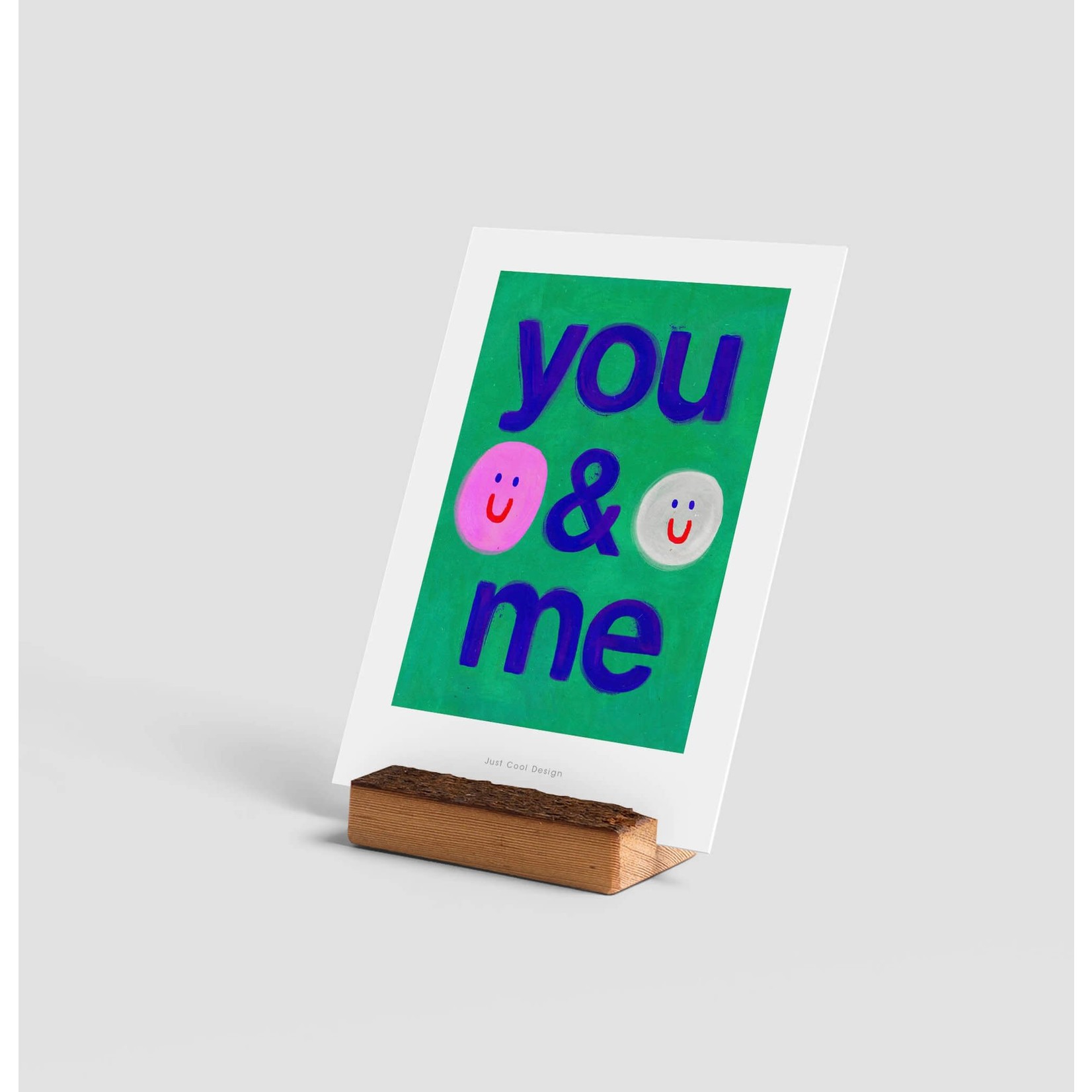 Just Cool Design You & Me smiley mini art print | Illustration note card