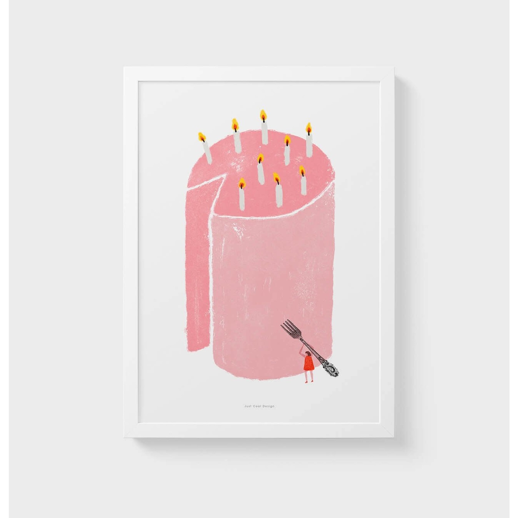 Just Cool Design A5 Pink birthday cake wall art print