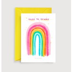 Just Cool Design Pink watercolor rainbow mini art print | Rainbow note card