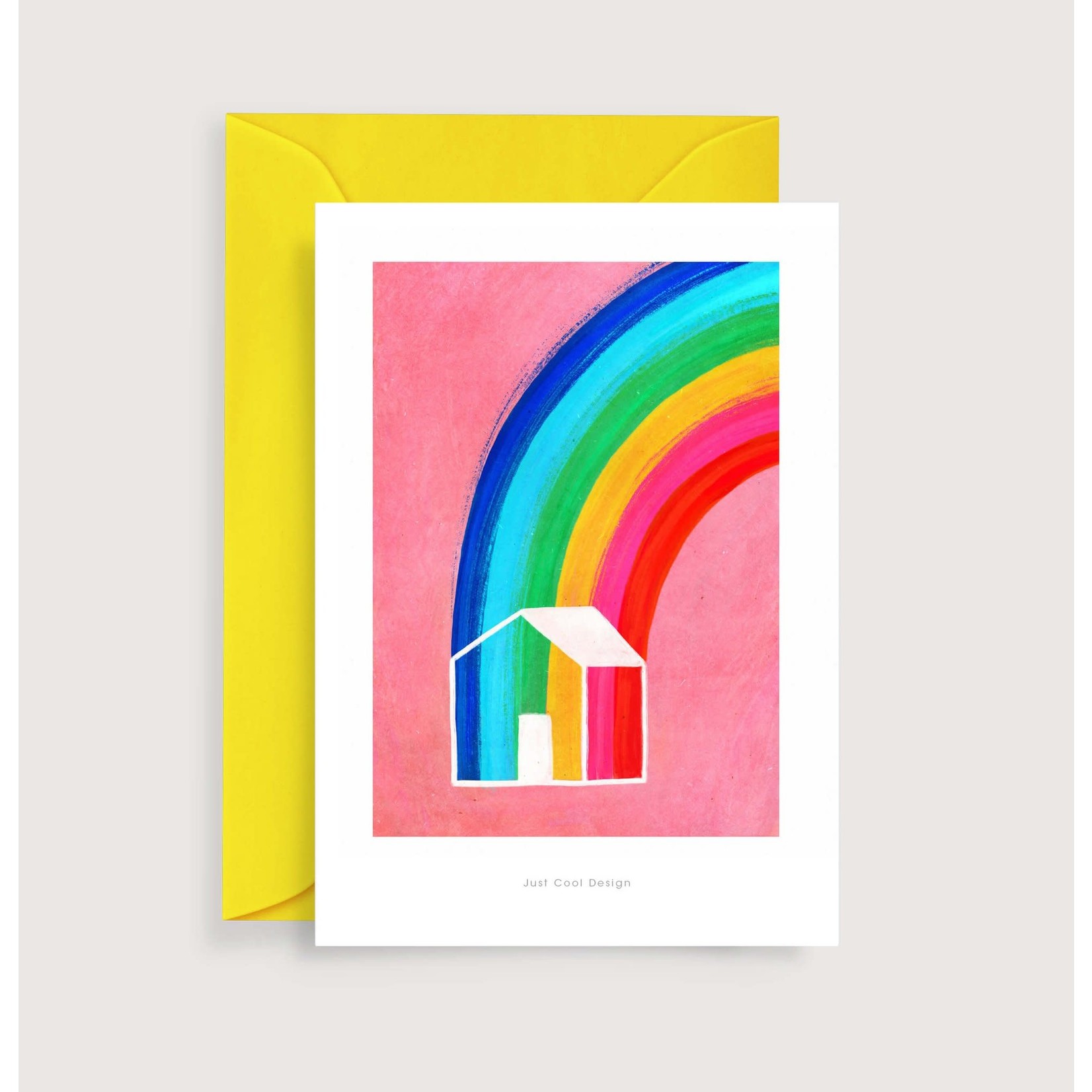 Just Cool Design Rainbow House mini art print | Illustration note card