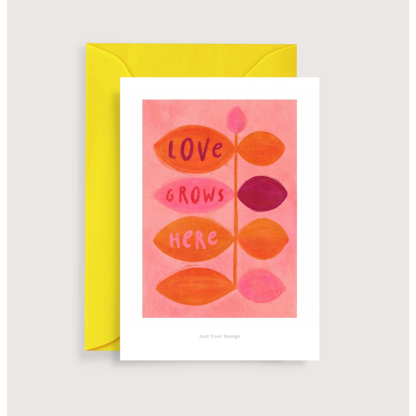 Just Cool Design Love grows here mini art print | Illustration note card
