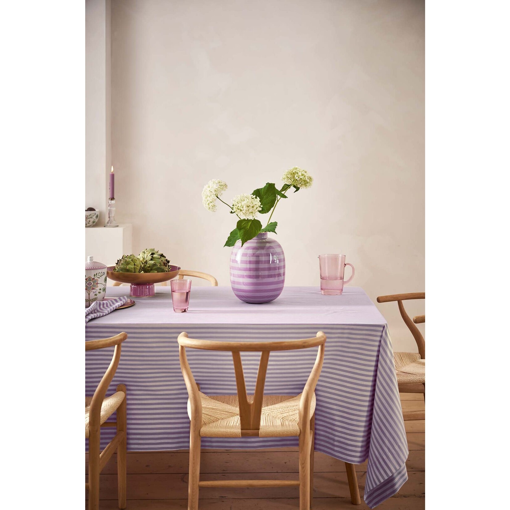 PIP Studio Vase Metal Stripes Lilac 32cm