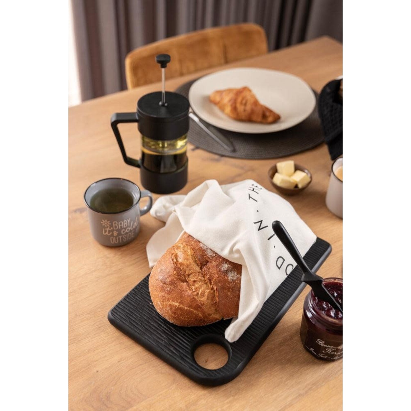 JENS Living Senza Mango Boterbord met mes Zwart