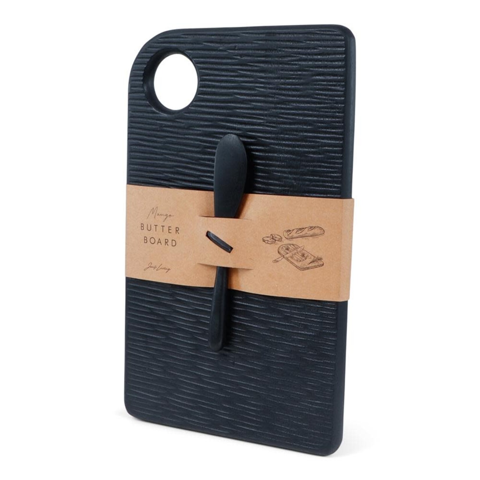 JENS Living Senza Mango Boterbord met mes Zwart