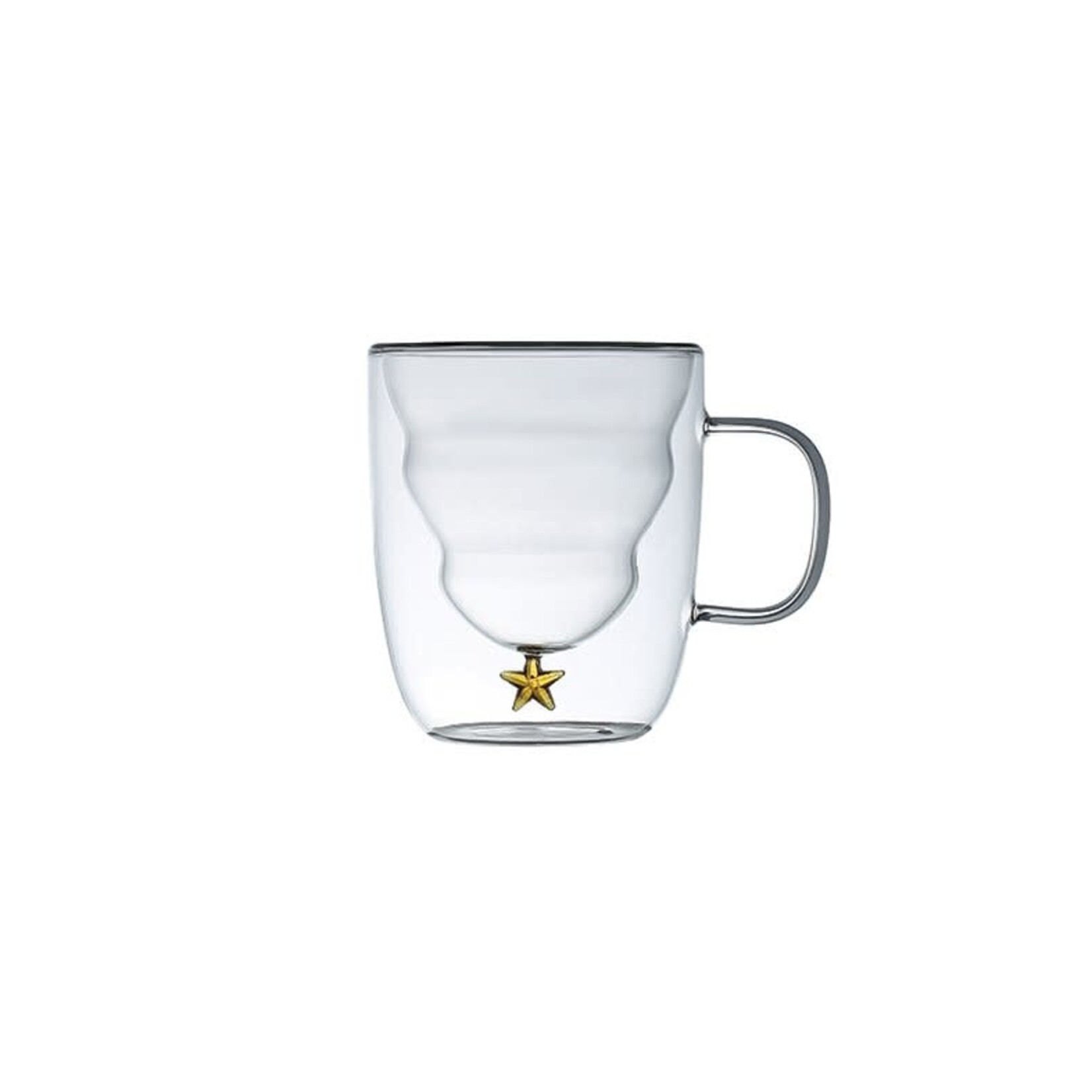 AULICA Dubbelwandige glas kerstboom gouden ster250ML per stuk!
