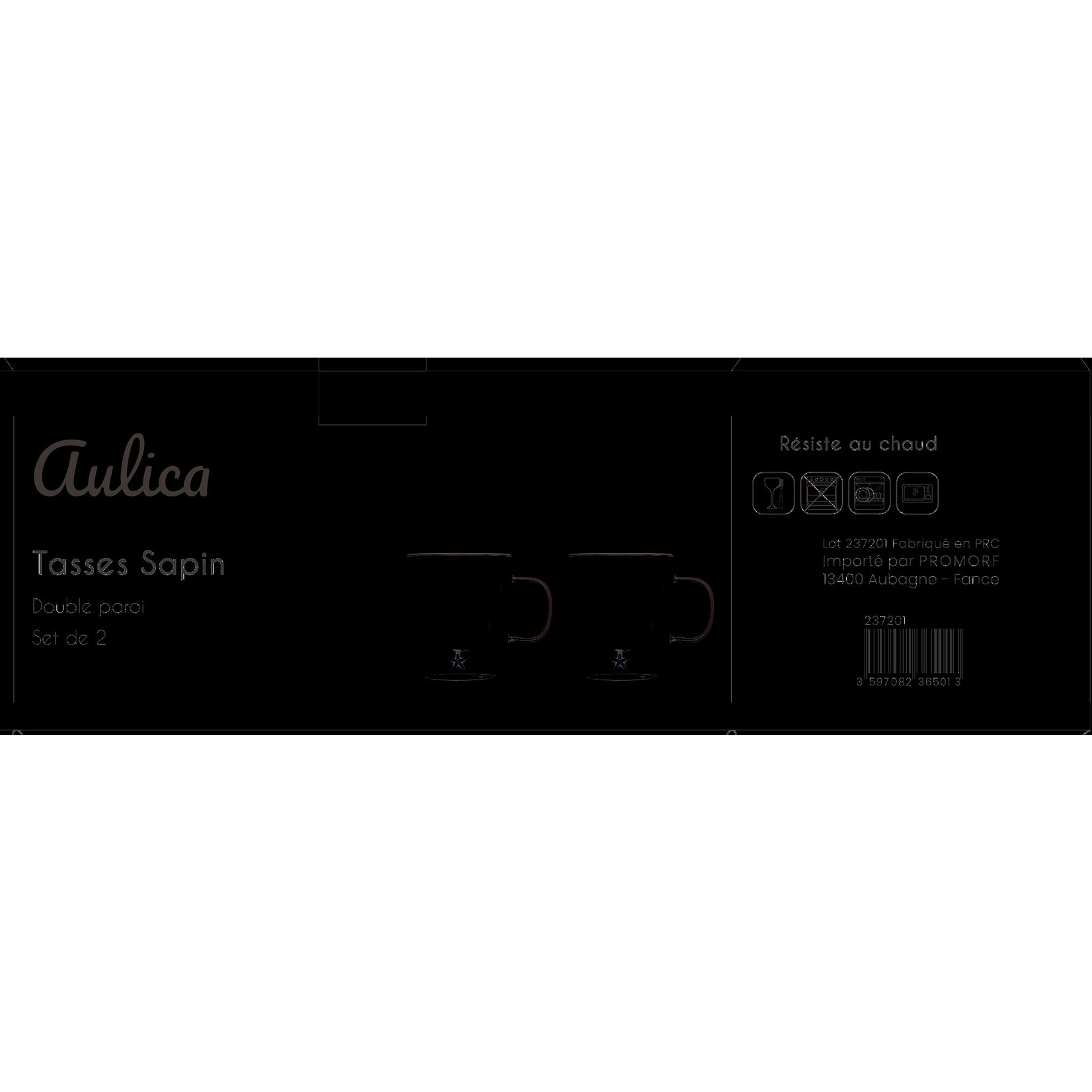 AULICA Dubbelwandige glas kerstboom gouden ster250ML per stuk!