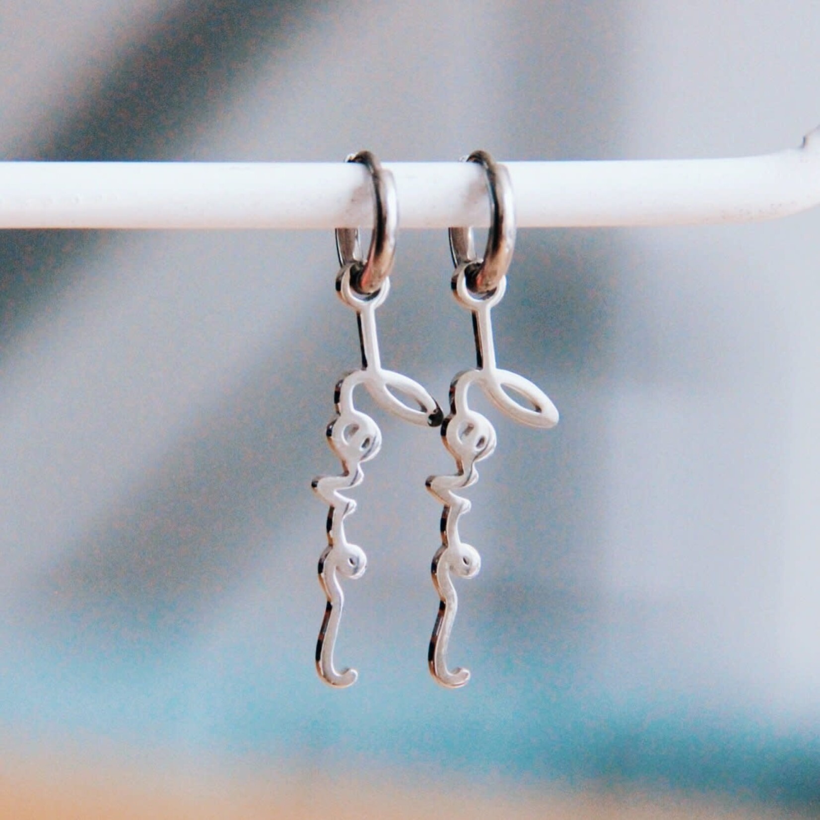 Bazou Stainless steel hoop earrings LOVE - silver