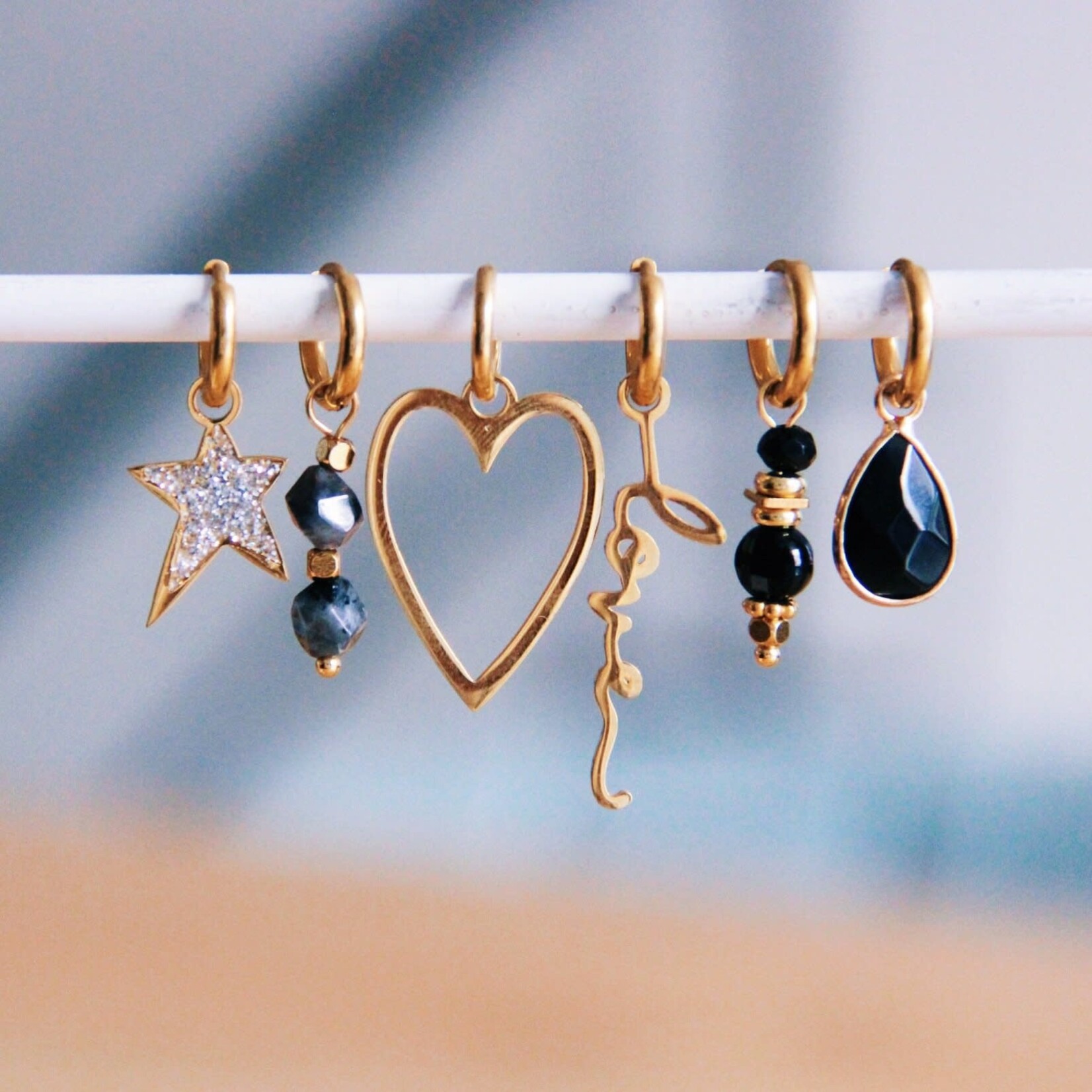 Bazou Stainless steel hoop earrings LOVE - silver
