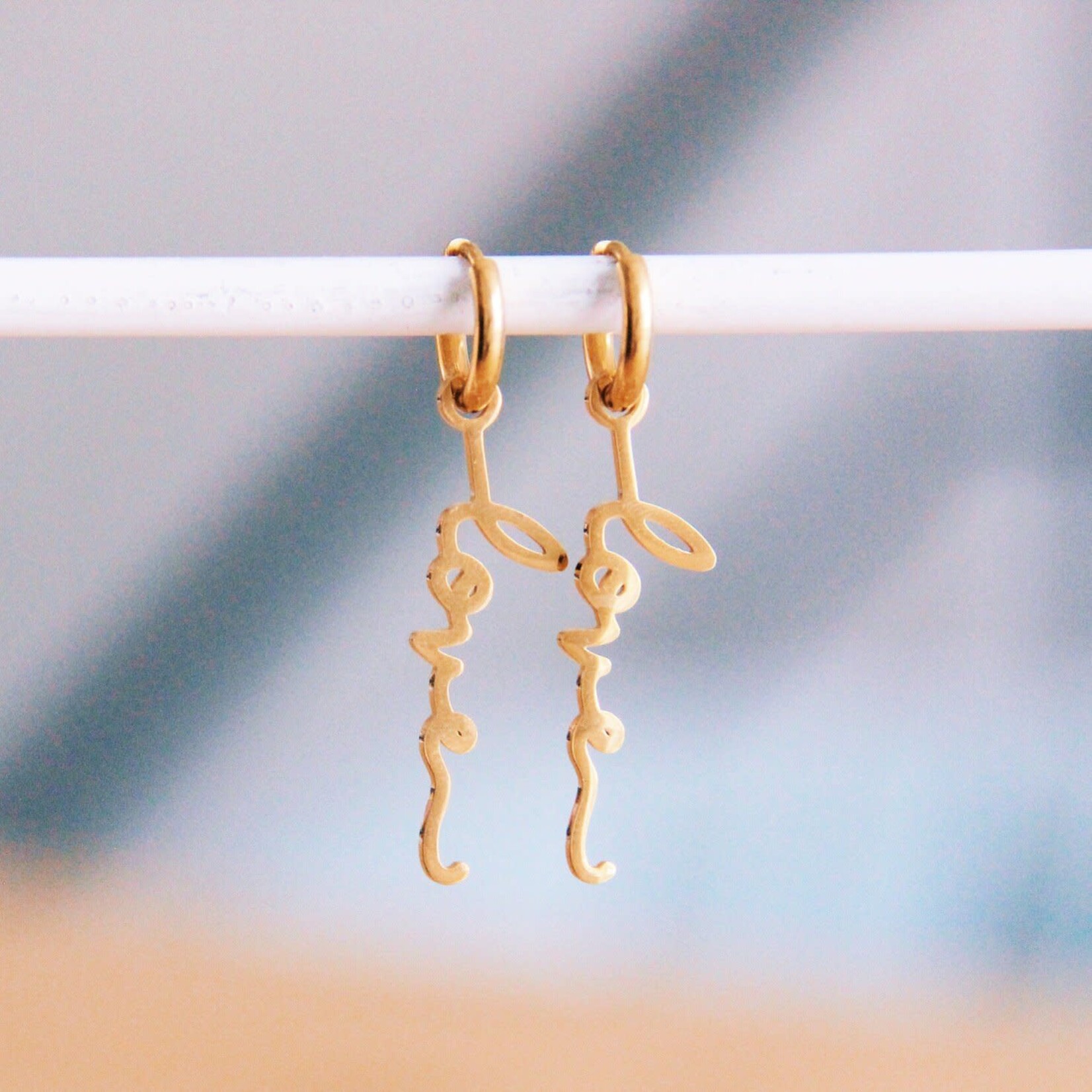 Bazou Stainless steel hoop earrings LOVE - gold
