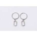 WAUW Jewellery Oorbellen stainless steel zilver ovaal steentjes