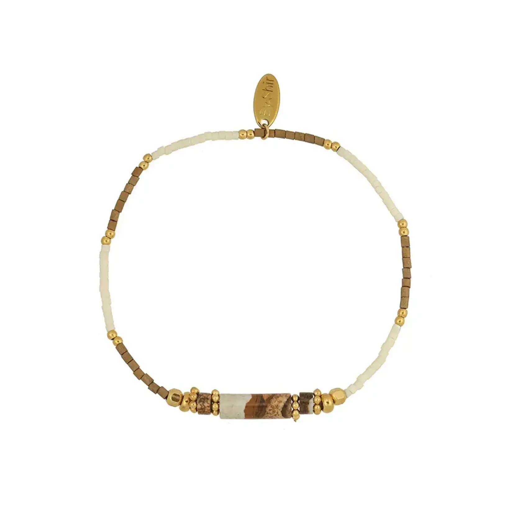 By Shir Armband Kraaltjes Bohemian Bruin Staafje Goud