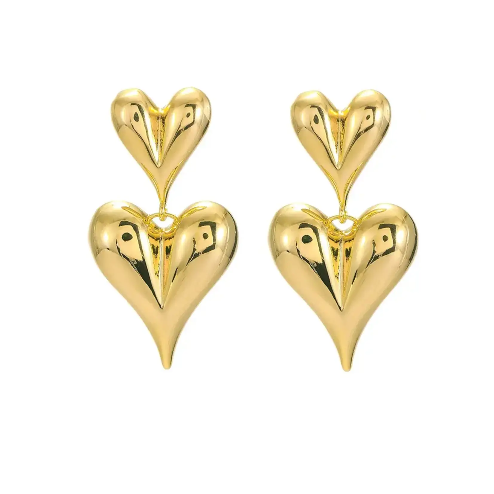 By Shir Oorbellen Luxe Double Heart Goud