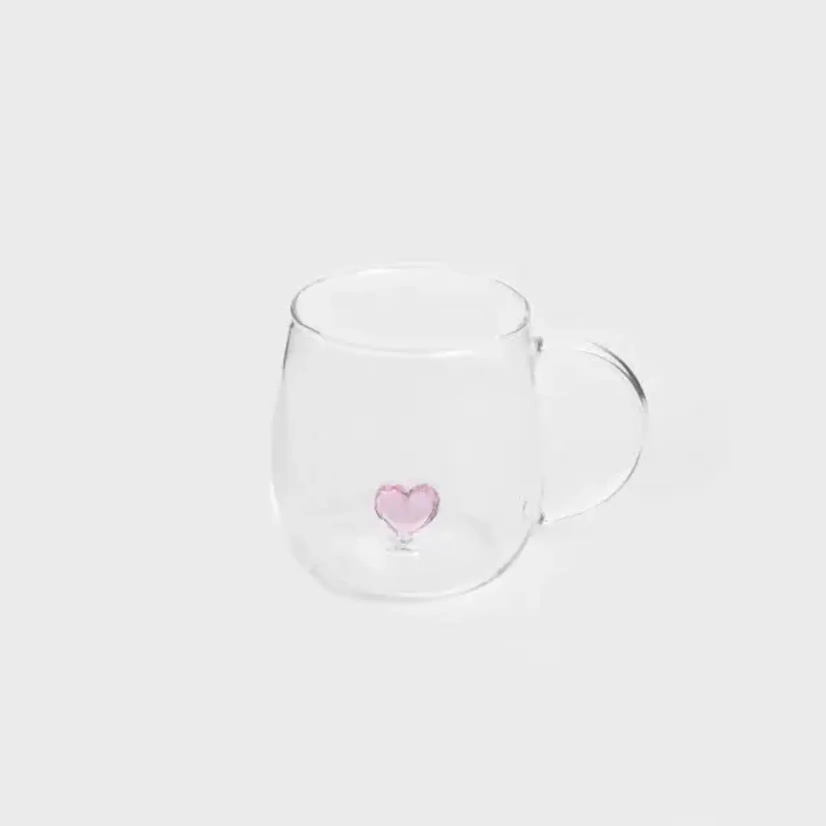 Home Sweet Home Theeglas met oor roze hart 400ML