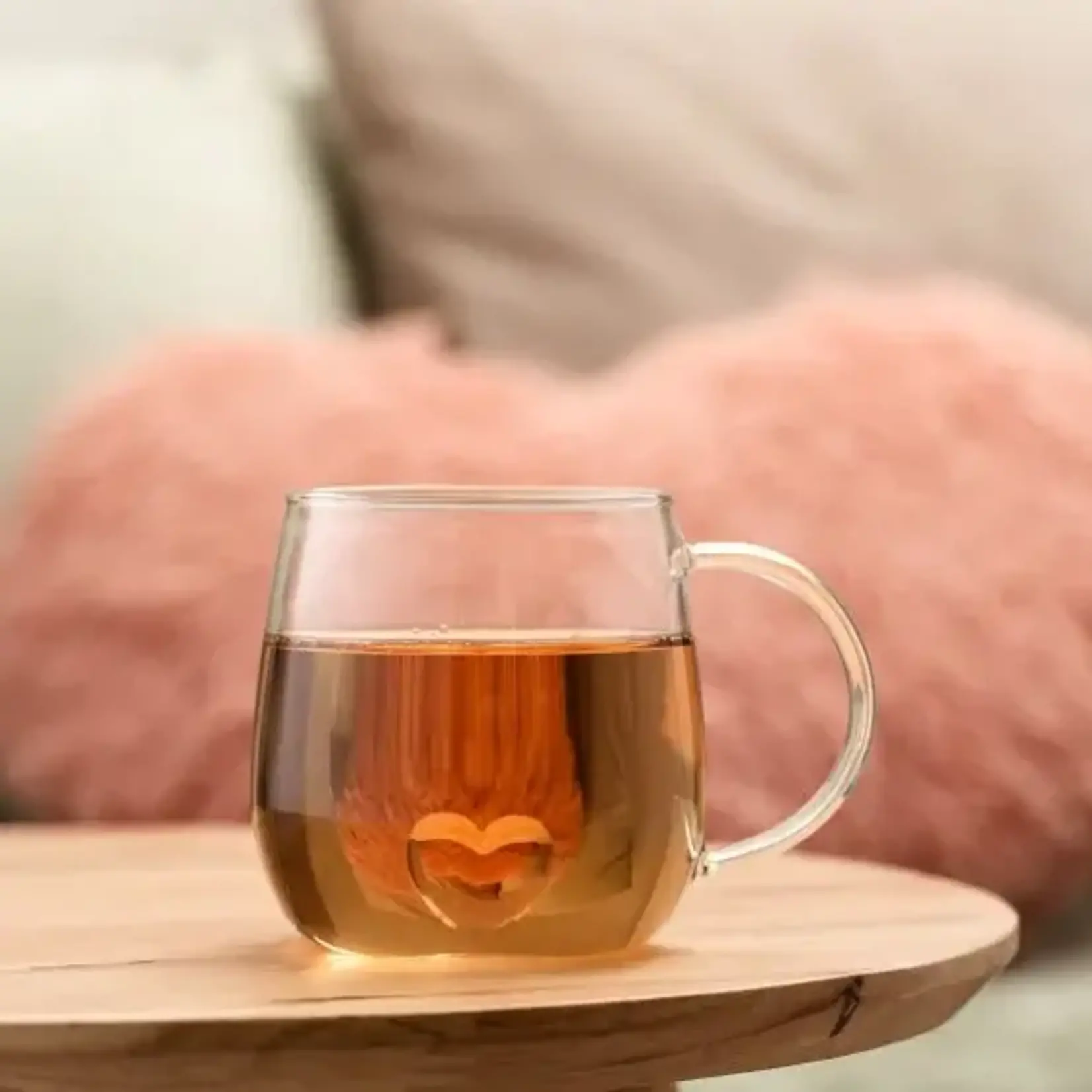 Home Sweet Home Theeglas met oor roze hart 400ML