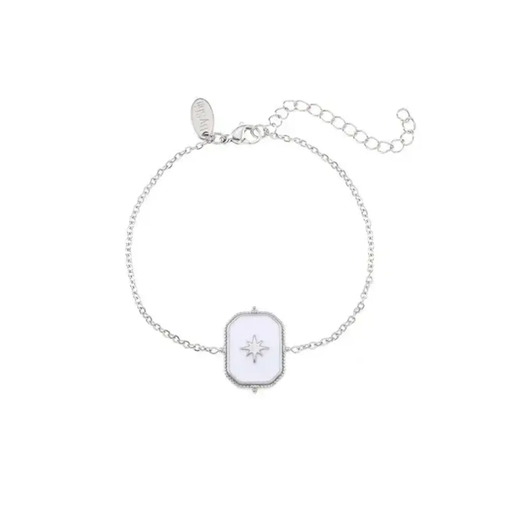 By Shir By Shir Armband edelstaal Monica Wit Zilver