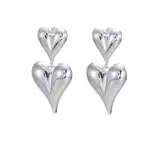 By Shir Oorbellen Luxe Double Heart Zilver van 24.99 voor