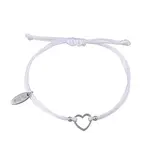 By Shir By Shir Armband silk koord wit hartje Edelstaal