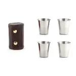 Kikkerland Shot Glasses With Leather Case