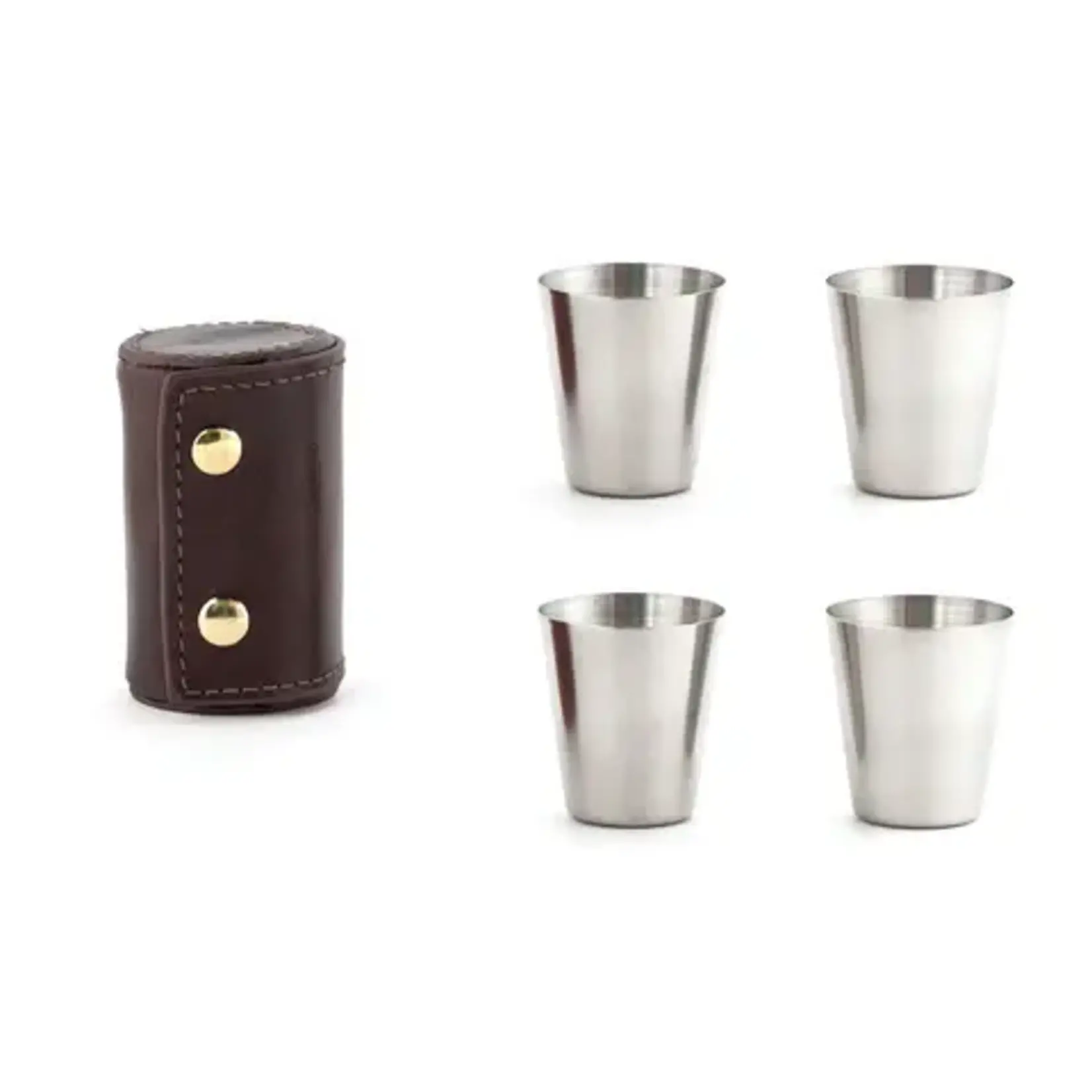 Kikkerland Shot Glasses With Leather Case