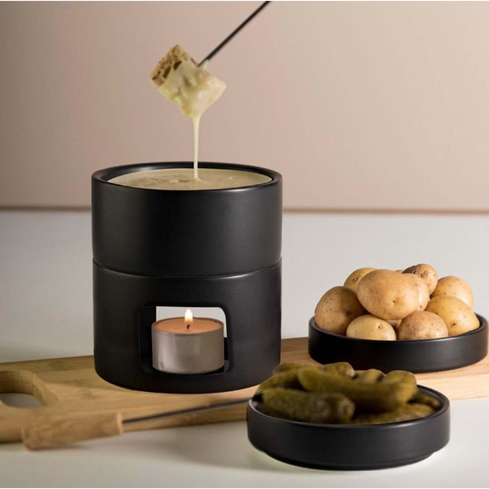 Gusta Gusta mini fondueset kaas/chocolade 2persoons zwart