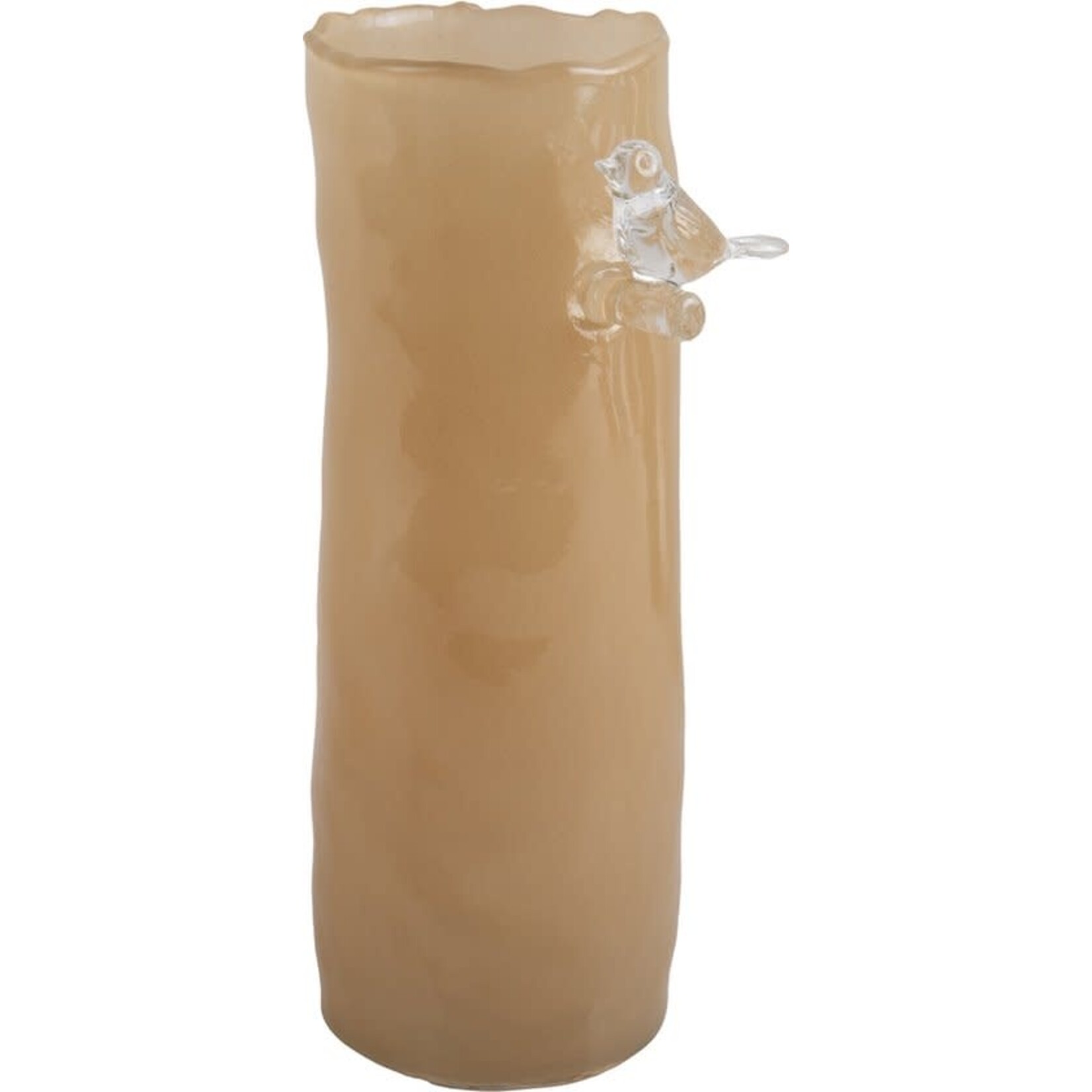 Present Time Vase Bird On Brench Large soft yellow