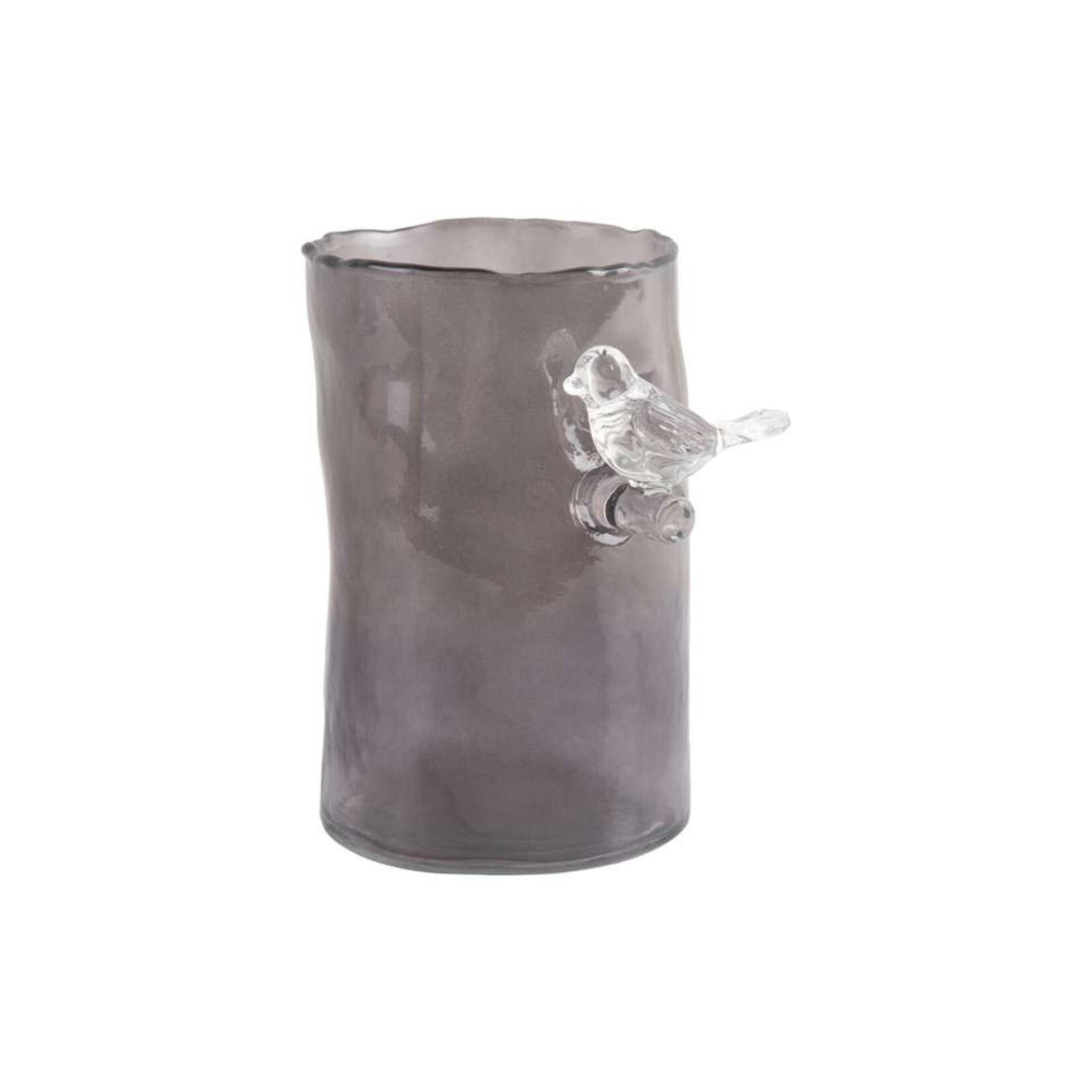 Present Time Vase Bird On Branch Small Dark Grey