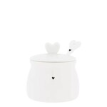 Bastion Collections Jam Jar with spoon White heart in Black