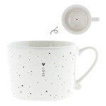 Bastion Collections Cup White/Love and little dots in Black 10x8x7cm