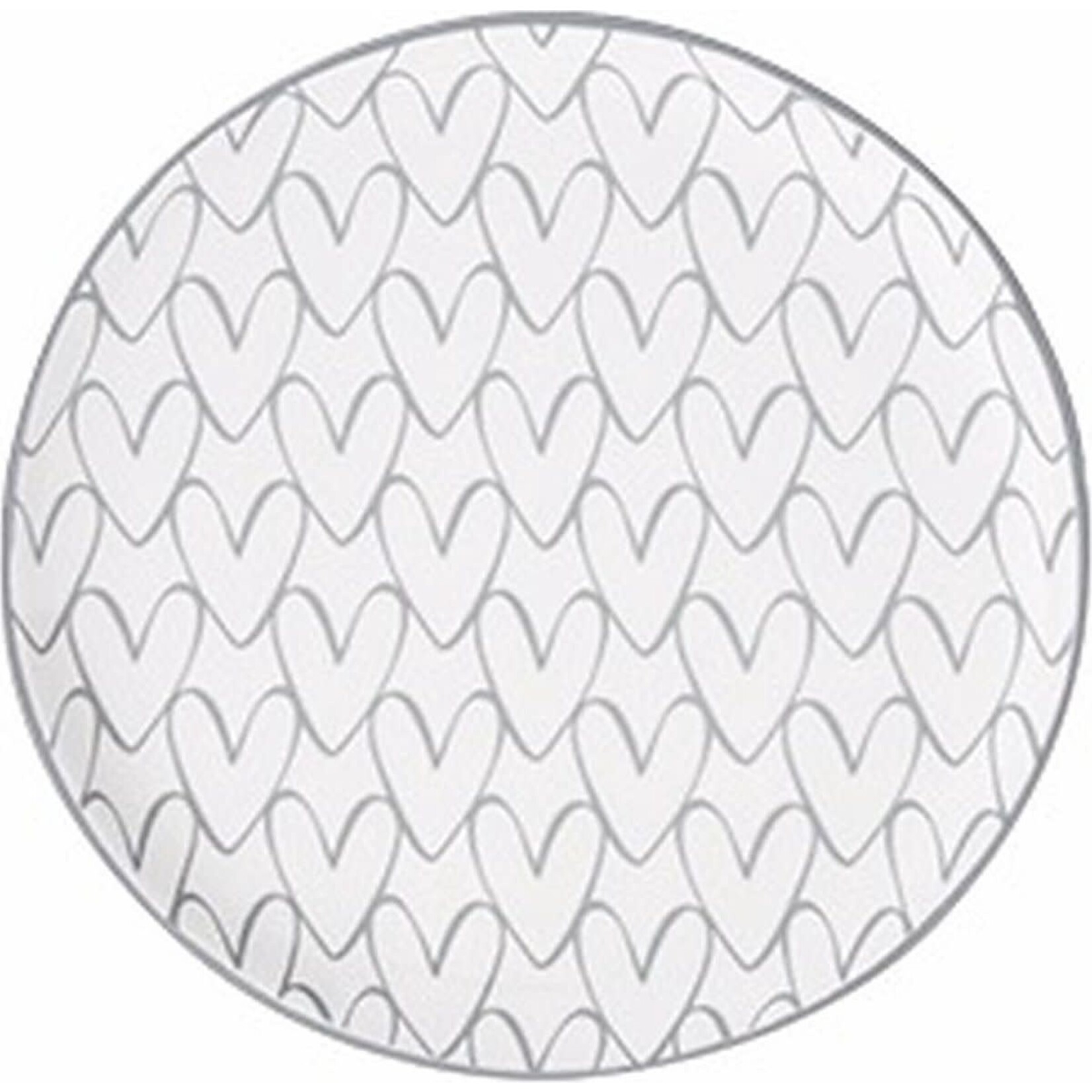 Bastion Collections Teatip WHite / Heart pattern in Grey 9 cm