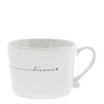 Bastion Collections Cup White/Bisous in Black 10x8x7cm