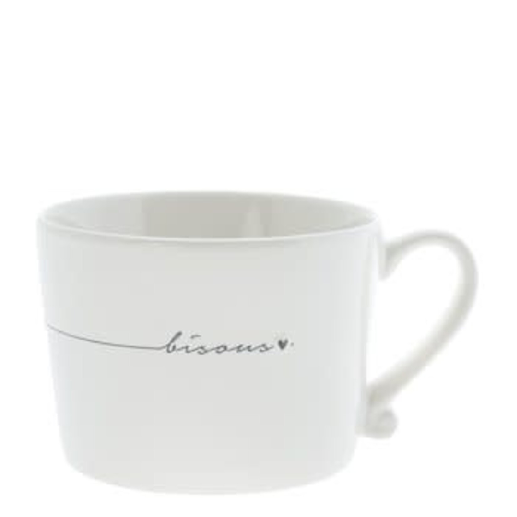 Bastion Collections Cup White/Bisous in Black 10x8x7cm