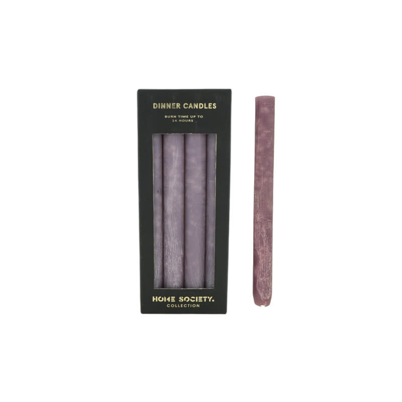 Home Society Dinner Candle  Paars set/4