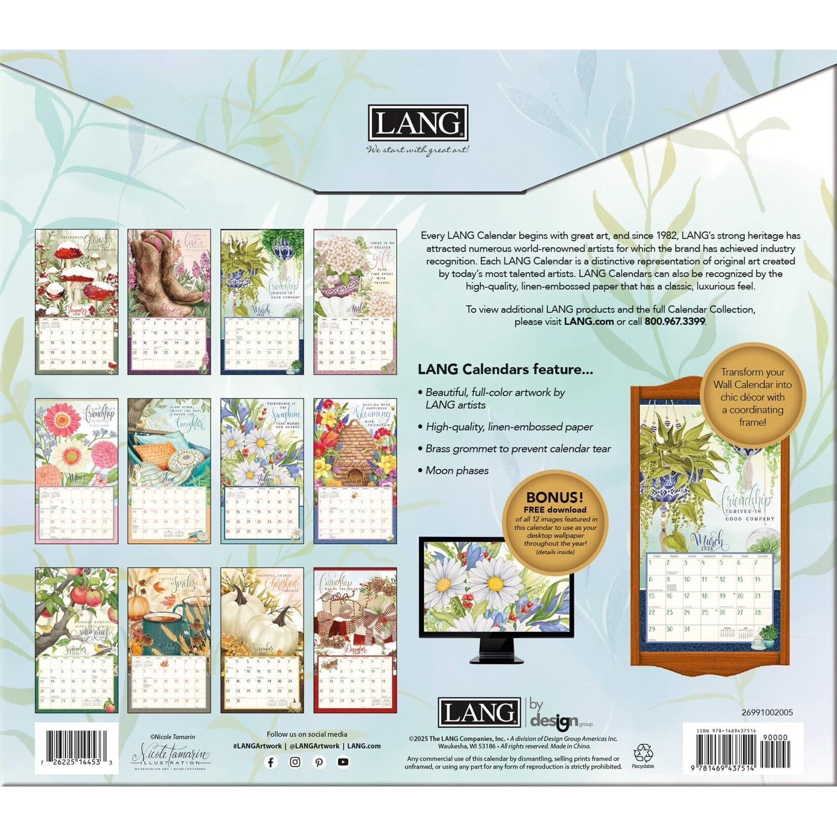 LANG 2026 LANG Calender Abundant Friendship van 21,99 voor