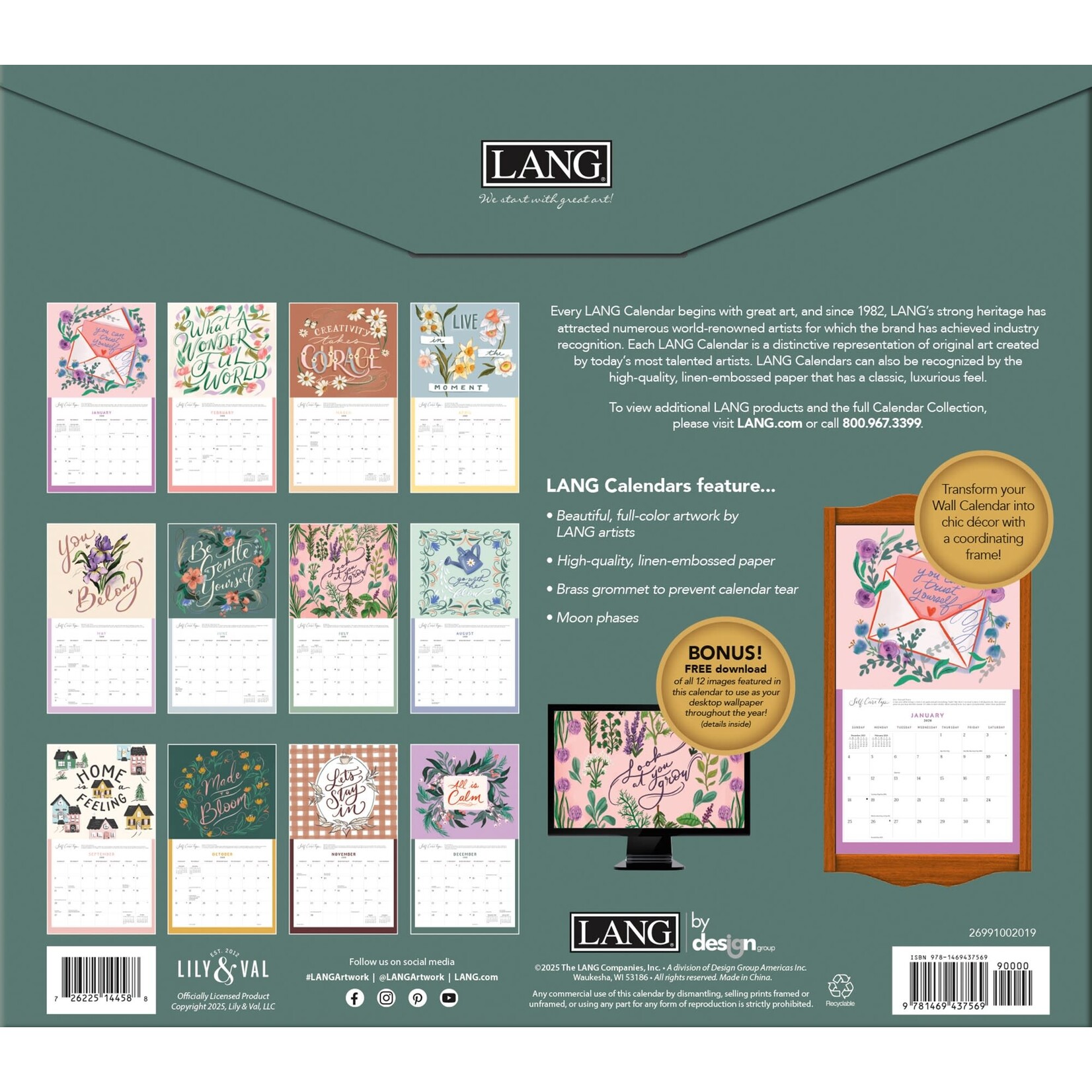 LANG 2026 LANG Calender Be Gentle With Yourself