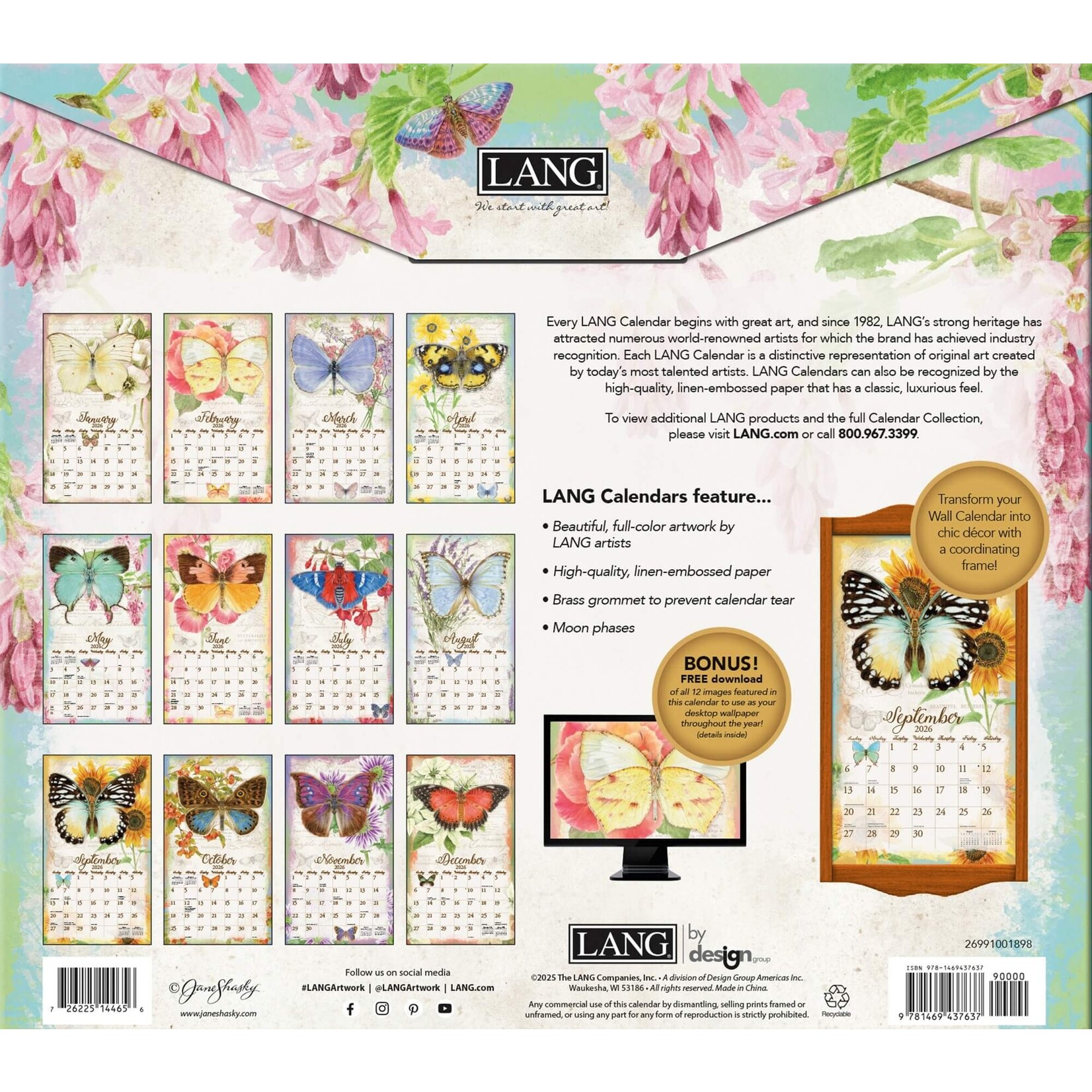 LANG 2026 LANG Calender Butterflies