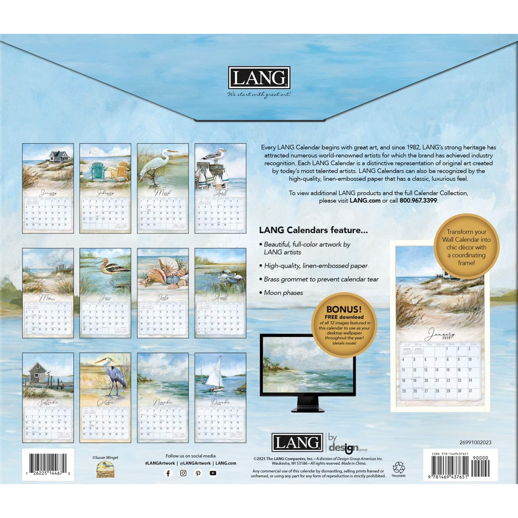 LANG 2026 LANG Calender Coastal Shores van 21,99 voor