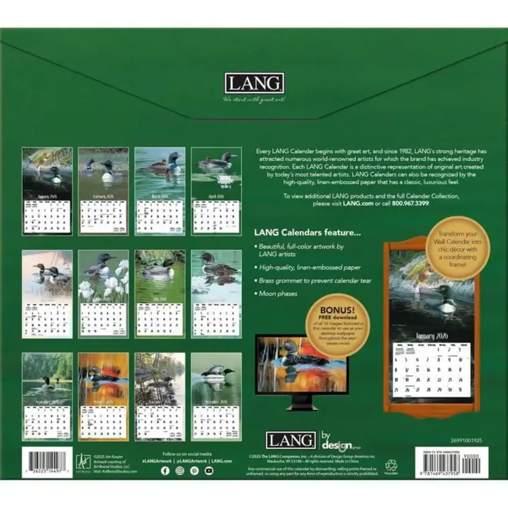 LANG 2026 LANG Calender Loons On The Lake van 21,99 voor